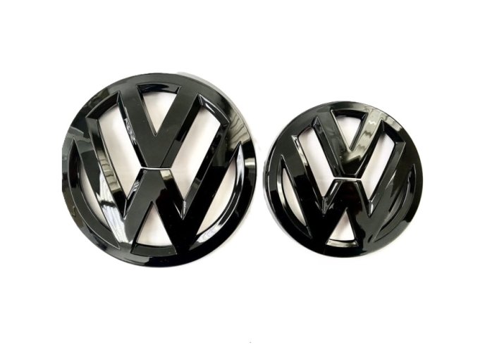 VW PASSAT B7 (2012-2016) Emblem vorne und hinten, Logo (13,8 cm und 11 cm) – glänzend schwarz