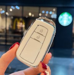 LUXURY key cover for TOYOTA cars white glossy/Chrome