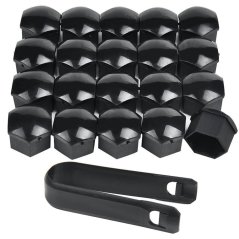 Bolt covers, for wheel bolts 21mm, set of 20 black glossy