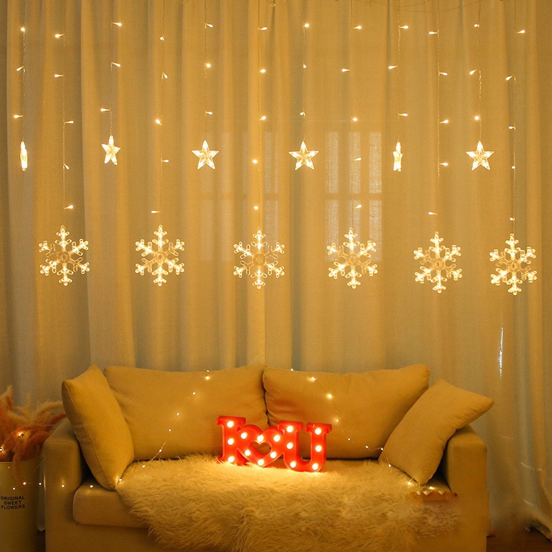 LUMA LED 138 LED light chain, hinge snowflakes and little stars 2,5m - cable 1.5m, warm white
