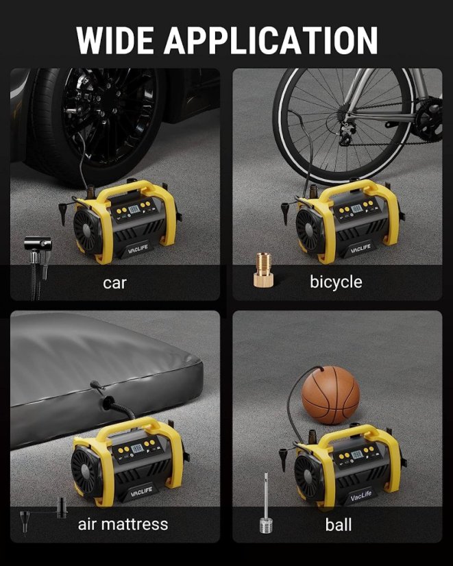 Tire Inflator Portable Air Compressor - 12V DC/120V AC, Mattress Beds, Boats with Inflation and Deflation Modes, Dual Powerful Motors