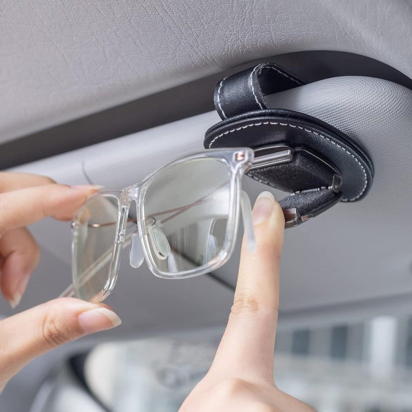 MERCEDES AMG leather holder for glasses for the screen, holder for glasses - black leather