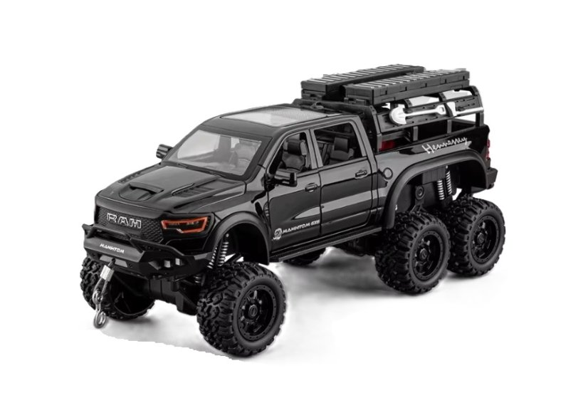 Dodge RAM Mammoth speelgoed metalen model verlichting op batterijen geluid 1:24 Zwart