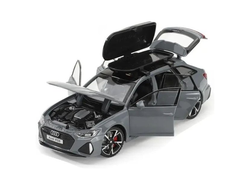 Audi RS6 metalen model speelgoedbatterijverlichting klinkt 1:24 Grijs