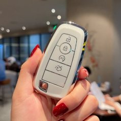 LUXURY key cover for FORD cars white glossy/Chrome