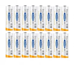 16 pcs DOUBLEPOW powerful rechargeable batteries AA 3200 mAh 1.2V Ni-Mh, 1500x charge