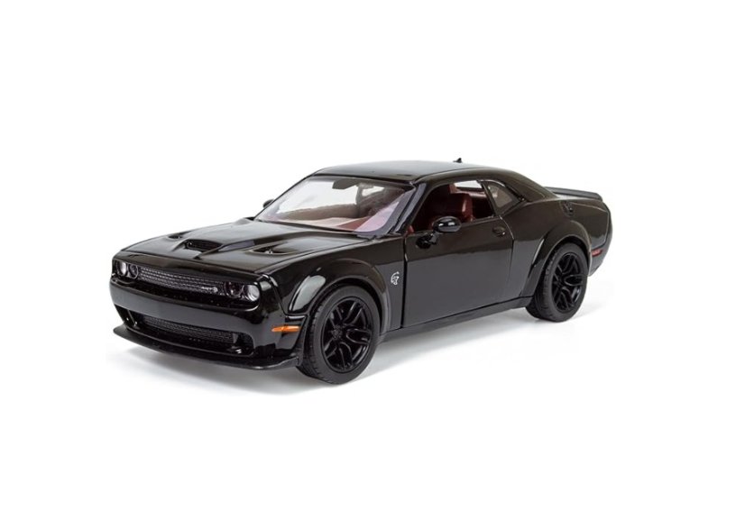 Dodge Challenger Helicat SRT metalen model speelgoedbatterijverlichting klinkt 1:24 zwart