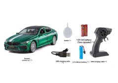 RC BMW M8 kovový model hračka na baterie světla zvuk 1:24 Bílá
