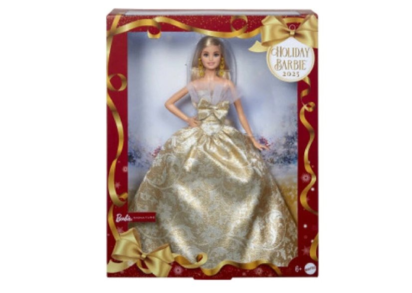 Mattel Barbie Vánoční panenka blondýnka 2025 JBH95