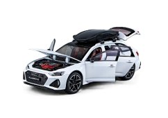 Audi RS6 speelgoed metalen model verlichting op batterijen geluid 1:24 wit