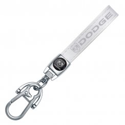 DODGE key fob, keychain white leather