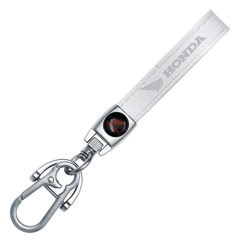 HONDA MOTO key fob, keychain white leather