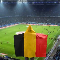 Originale Kapuzenflagge (150 x 90 cm, 3 x 5 Fuß) – Belgien