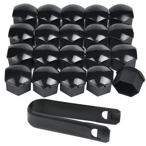 Bolt covers, for wheel bolts 21mm, set of 20 black glossy