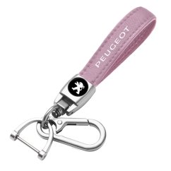 PEUGEOT key fob, keychain, pink leather
