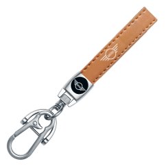 MINI COOPER key fob, keychain brown leather