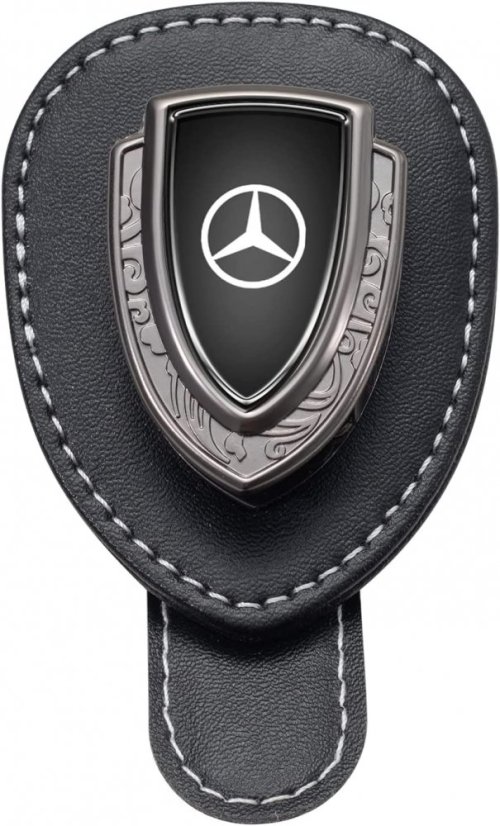 MERCEDES leather holder for glasses for the screen, holder for glasses - black leather