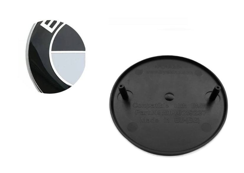 Logo, emblem, emblem rear fifth door BMW 74mm, black 51148219237