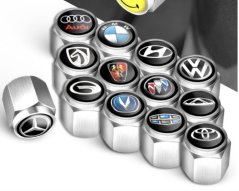 4 pcs LAND ROVER valve caps, valve covers silver/chrome
