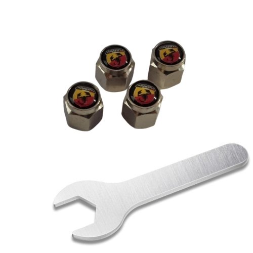 4 pcs FIAT ABARTH valve caps, valve covers silver/chrome