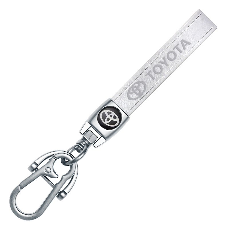 TOYOTA key fob, keychain white leather