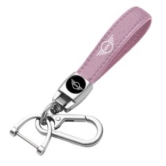 MINI COOPER key fob, keychain, pink leather