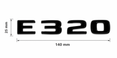 Mercedes nápis  E320 - černý lesklý 140 mm