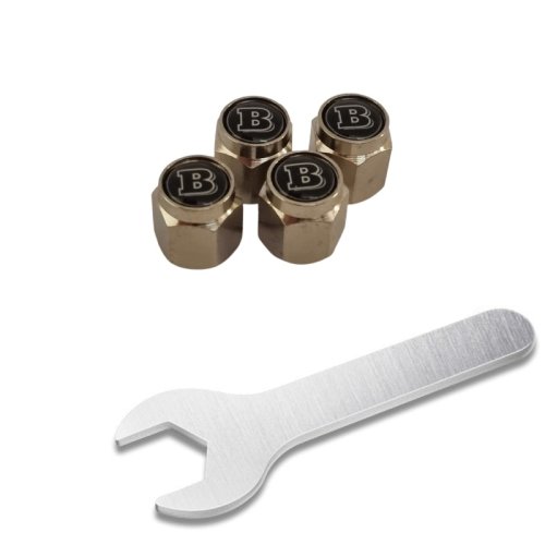 4 pcs MERCEDES BENZ BRABUS valve caps, valve covers silver/chrome