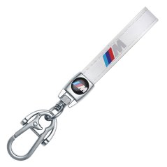 BMW M prívesok na kľúče, kľúčenka, biela koža