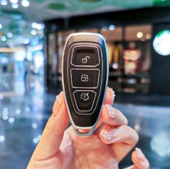 LUXURY key cover for FORD cars black glossy/chrome