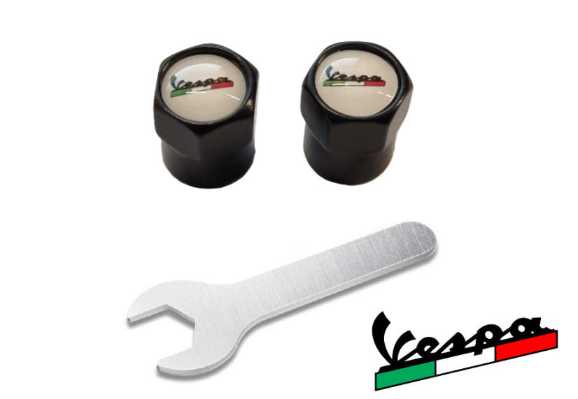 2 pcs VESPA valve caps, black valve covers