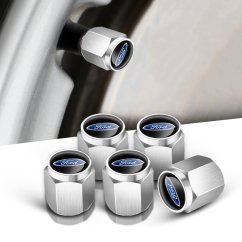 4 pcs FORD valve caps, valve covers silver/chrome