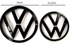 VW Golf 8 (MK8) 2021-2023 emblem fram och bak, logotyp (14 cm och 11 cm) - blank svart