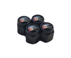 4 pcs AUDI S line valve caps, black valve covers
