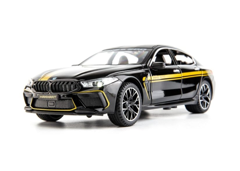 BMW M8 metal model toy battery lights sound 1:24 Black