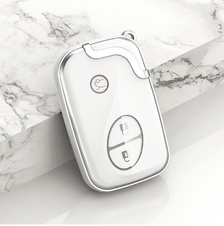 LUXURY key cover for LEXUS cars white glossy/Chrome