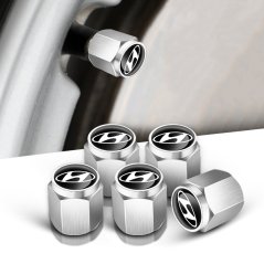 4 pcs HYUNDAI valve caps, valve covers silver/chrome