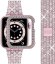 APPLE WATCH Band for Women Screen Protector Diamond Crystal Protective Case with Metal Band for iWatch Series 4/5/6/6 SE Pink 44mm