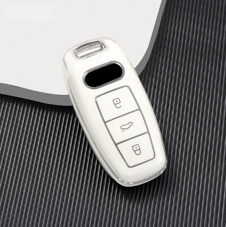 LUXURY protège-clés pour voitures Audi blanc brillant/Chrome