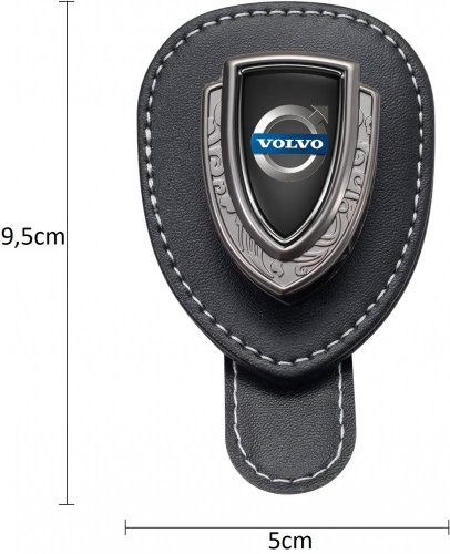 VOLVO leather holder for glasses for the screen, holder for glasses - black leather