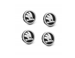 4x Wheel center cap ŠKODA 56mm black chrome 5E0601151FOD 5JA601151