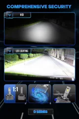 H4/H19 liquid LED bulbs for lights 6000lm 60W, up to 200% more brightness 6000k-7000k