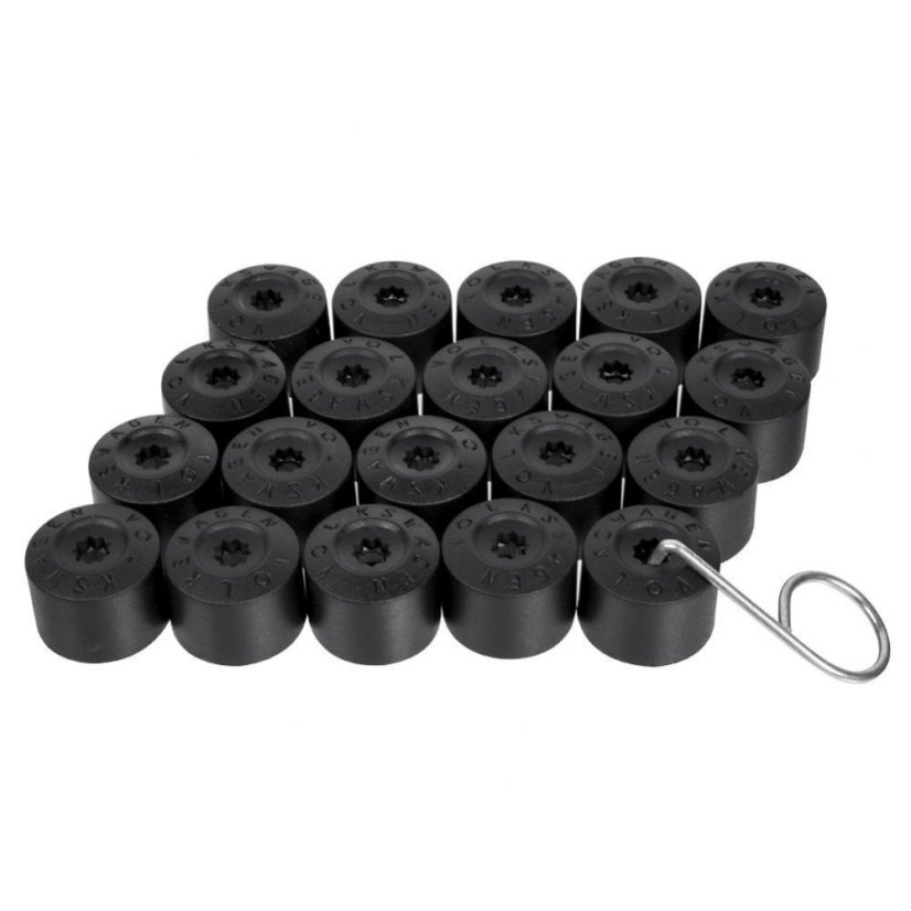 Bolt covers, for wheel bolts for VOLKSWAGEN cars 17mm, set of 20, black