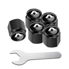 4 pcs RENAULT valve caps, black valve covers