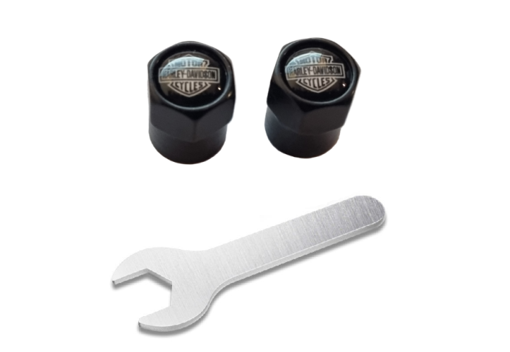 2 pcs HARLEY DAVIDSON valve caps, black valve covers