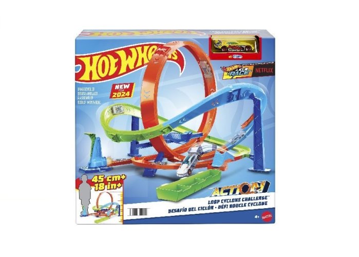 MATTEL HOT WHEELS Let's Race Netflix – Rennstrecken-Set Aktionsschleifenzyklon