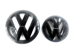 VW T-ROC (2018-2020) Emblème avant et arrière, logo (14cm et 11,2 cm) - noir brillant