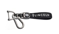 LINCOLN přívěsek na klíče, klíčenka, černá kůže