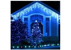 LUMA LED Vianočný svetelný dážď so zábleskom, 312 LED 10m + 1,5m modrá veľké LED diódy