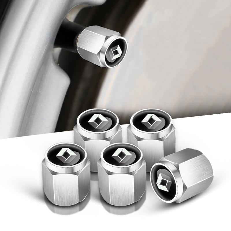 4 pcs RENAULT valve caps, valve covers silver/chrome